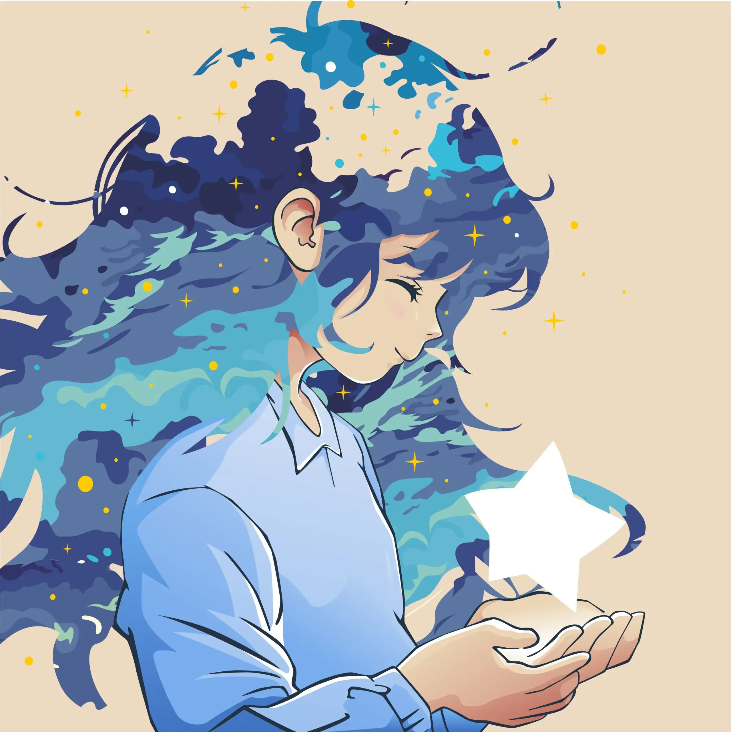 Illustration artistique représentant le subconscient, une toile avec des formes abstraites, symbolisant l'hypnose et la transformation intérieure.